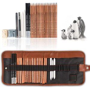 29 Pieces Professional Sketching & Drawing Art Tool Kit With Graphite Pencils,